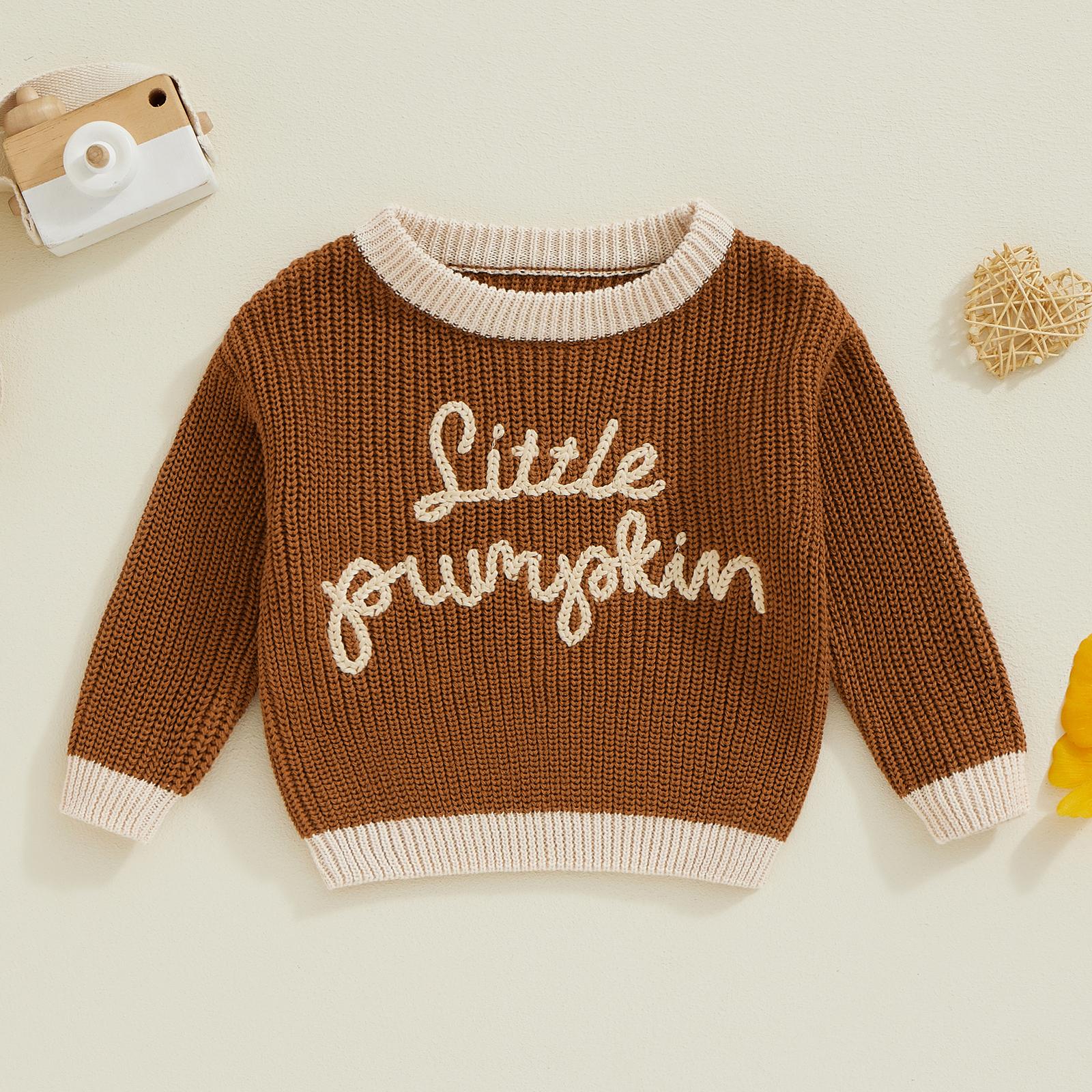 Newborn Baby Boy Girl Halloween Knit Sweater Little Pumpkin Long Sleeve Round Neck Pullover Knitwear Fall Clothes