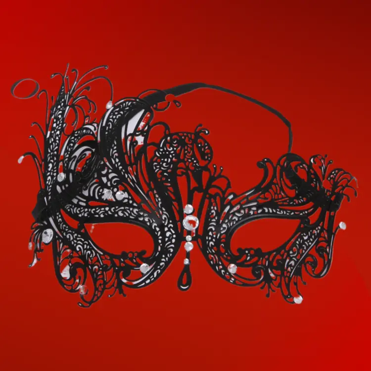 Women's Ultra-Thin Openwork Lace Metal Frame Rhinestone Half Face Mask, 1-Size Halloween & Parties Masquerade Prop (Fashion Face Covering Accessory), Accessories, Comfortable, Lightweight, Party, Rhinestones, Masquerade Ball, Artificial Leather, One-Size-