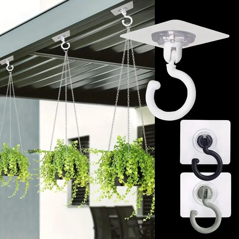 10 Pack Rotating Sticky Hooks for Wind Chimes Plants Ceiling Decor, Wall Mountable, No Drill Needed Strong Adhesive Hangers, Self Adhesive Hooks, Practical Home Decoration Accessories