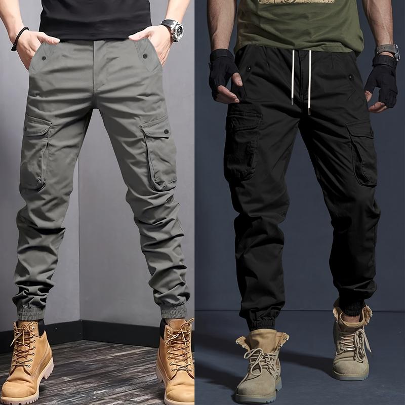 Men's Pants Spring and Autumn Overalls Youth Slim-Fit Outdoor Multi-Pocket Pants Casual Pants Tie-up Pants