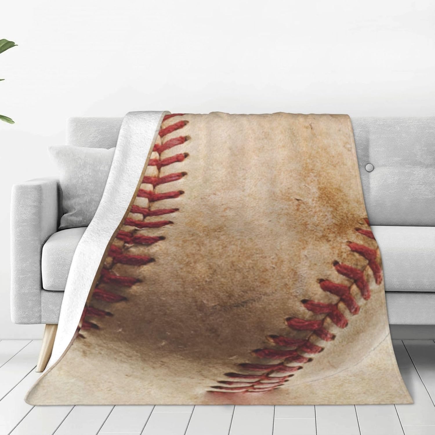 BLUBLU Baseball Flannel Blanket, lightweight and comfortable, suitable for bedroom, living room, sofa, size 50 inches x 40 inches: Home and Kitchen