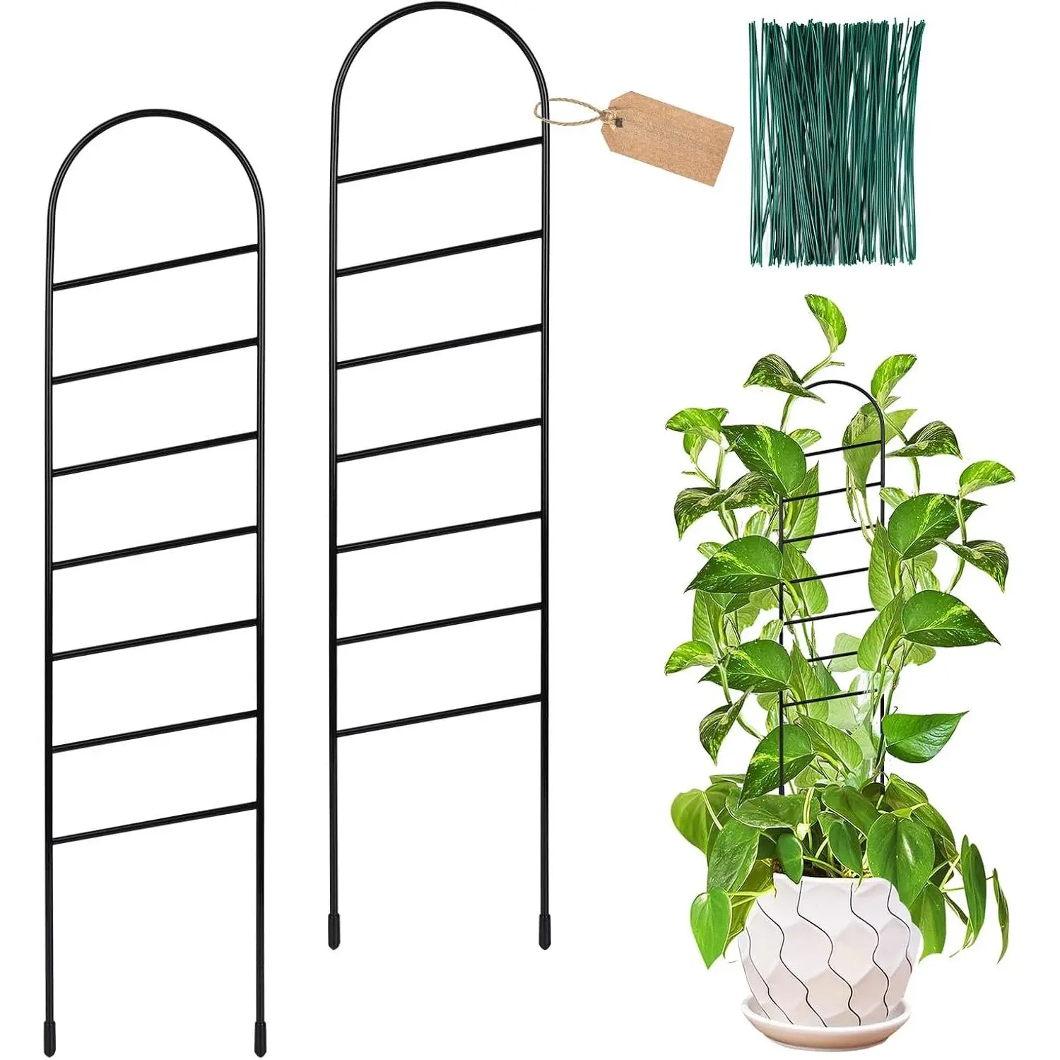 17.5 Inch Indoor  Trellis for Climbing , Small Metal Garden Trellis for Potted , Accessories Hoya,Flower, Support (Ladder-Metal)