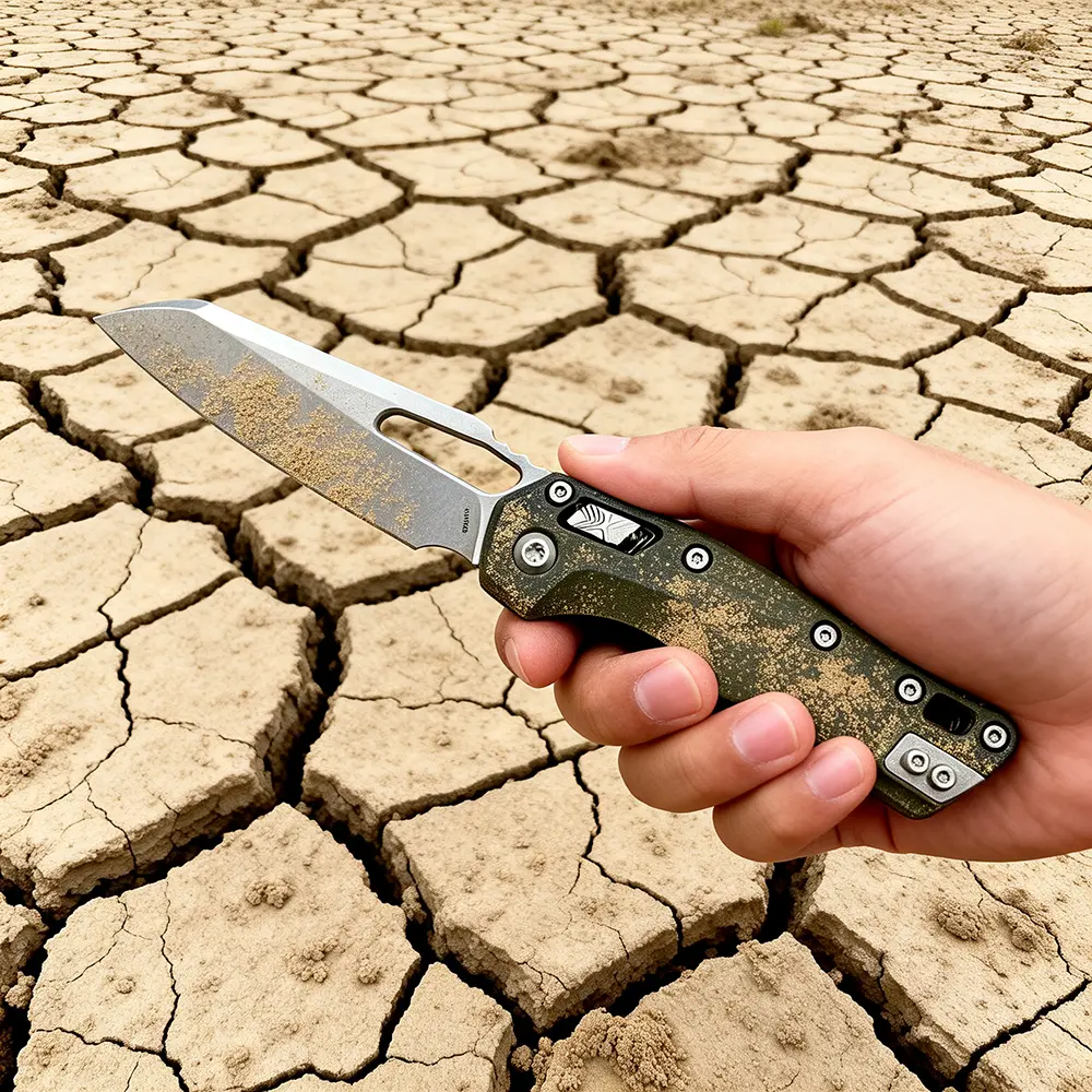 Outdoor Adventure Knife MSI Standard Issue RAM-LOK - Standard M390MK Steel, G10 Handle Button Lock Folding Knife for Camping Fishing Hiking