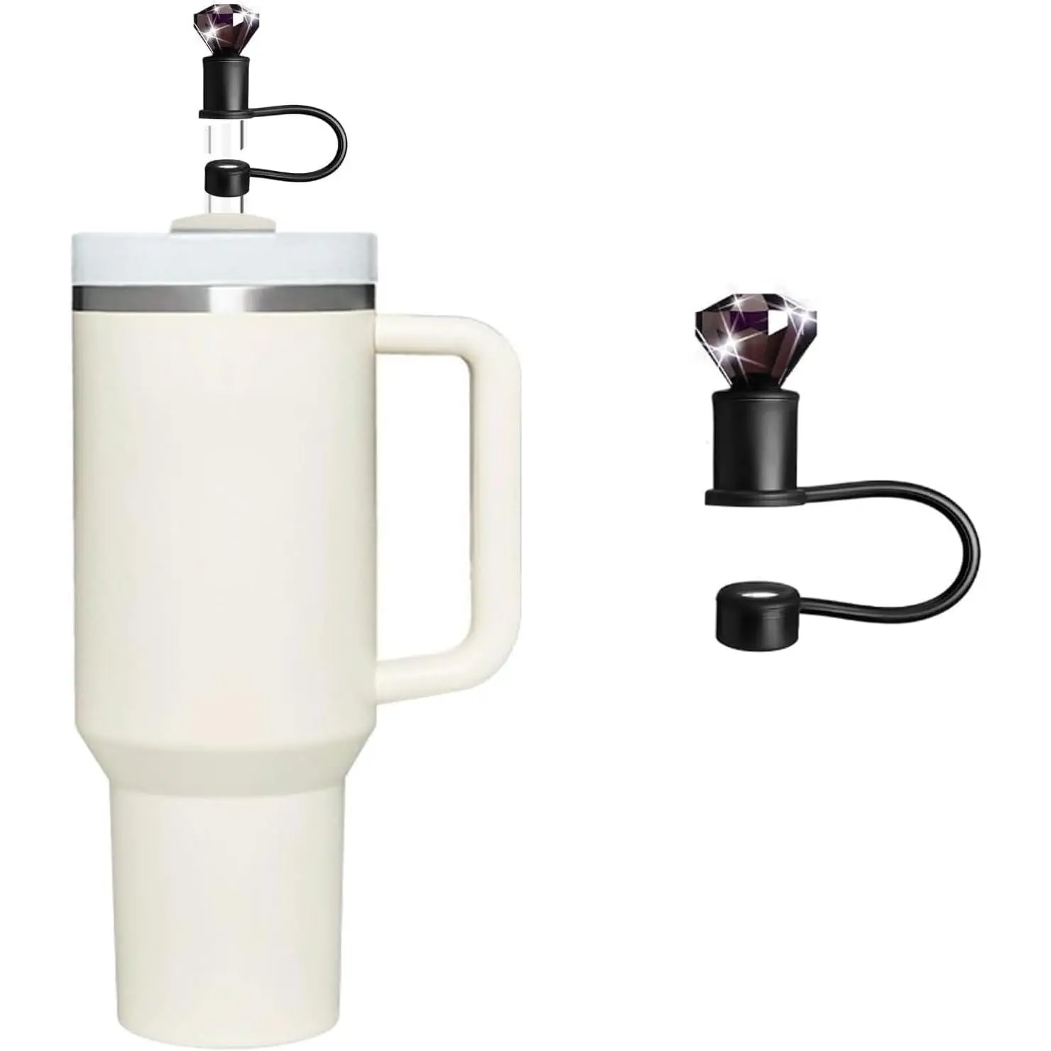 Black  Straw Cover   Topper Shining Caps 10mm/0.4In Straw  Protectors for 30/40 OZ Tumbler Cups Accessories
