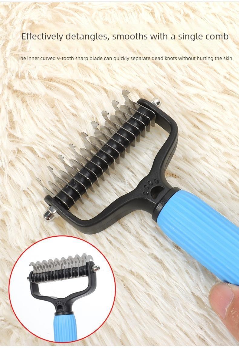 Pet Grooming Tool, Universal Detangling Comb for Dogs, Stainless Steel Double-Sided Design, Effective Shedding Removal & Matted Hair Tamer, Practical Daily Dog Coat Maintenance Supplies.
