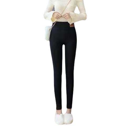 Fleece Lined Lamb Wool Leggings for Women High Waisted Warm Winter Pants Thickened Thermal Tights
