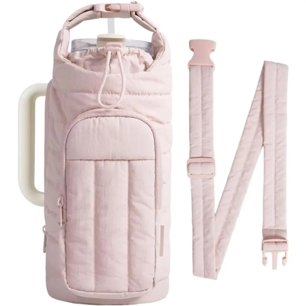 Crossbody Water Bottle Bag, Insulated Carrying Case with Adjustable Strap, Fits 18-64oz Bottles, Ideal for Hiking