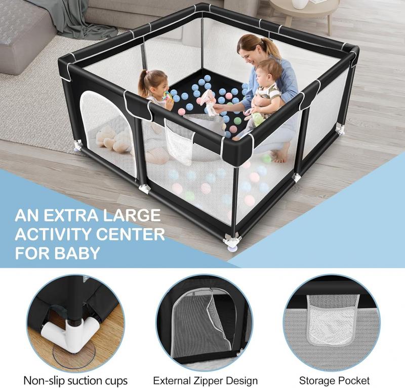 Baby Playpen, Indoor and Outdoor Playard, Play Pens for Kid Activity Center, Sturdy Safety Baby Fence with Breathable Mesh for Toddler