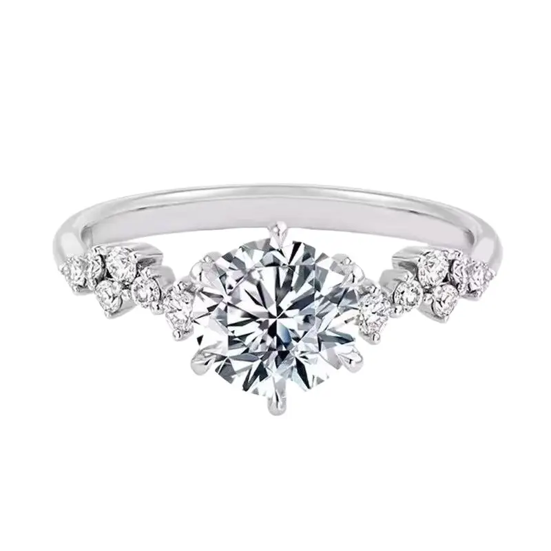 Women's 18K Closed-End Personalized Star Dream Moissanite Ring - Artificial Gemstone Jewelry, Ideal for Wedding Use