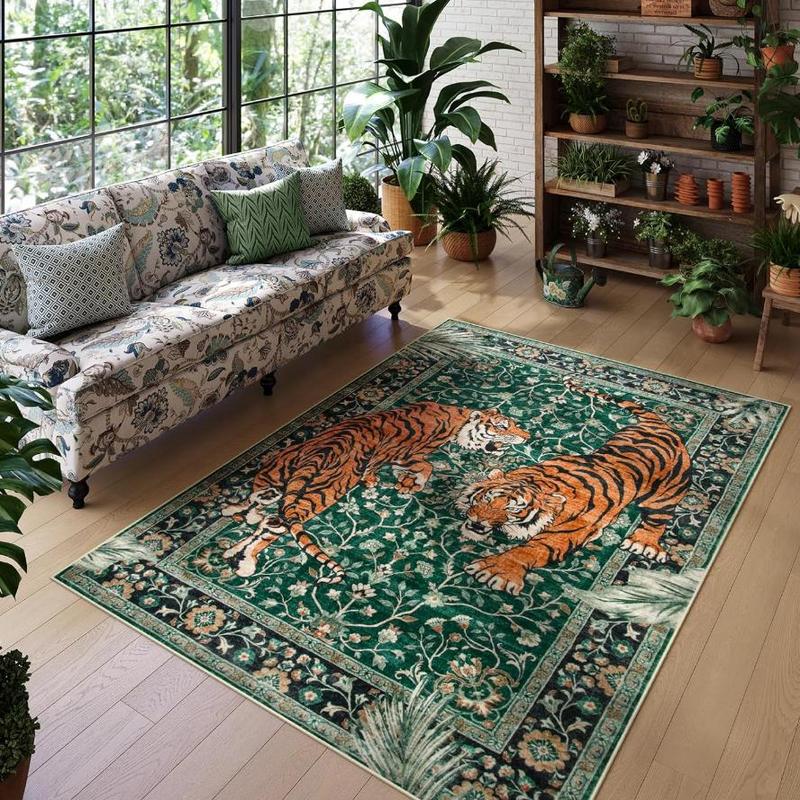 Tiger Pattern Area Rug, Animal Print Rug, 1 Count Non-slip Washable Floor Mat, Decorative Carpet for Home Living Room Bedroom Study Room Hotel #TOP PICKS