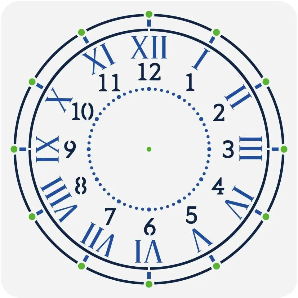 Clock  Stencil for Painting 11.8x11.8 inch Large Clock  Drawing Template  Numbers Roman Numerals Painting Stencil Plastic  Clock  Template for DIY Crafts