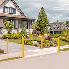 Garvee Safety Bollards 6 Packs, Garvee 91.4 cm Height Bollard Posts, 11.4 cm Diameter, Yellow Steel Safety Bollard with 24 Anchor Bolts, for Traffic Control, Driveway Blockade, Parking Pole