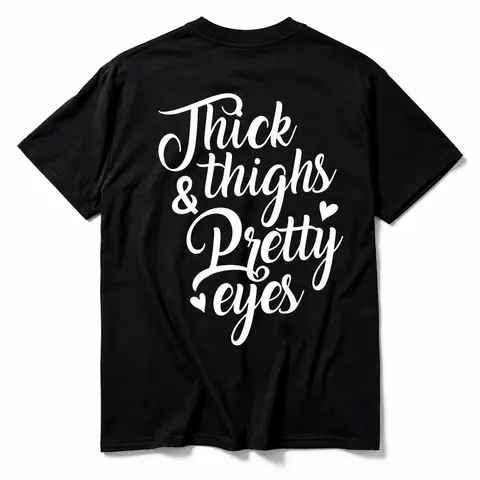 Women's Casual Round Neck Short Sleeve Loose Sports Top - Thick Thighs & Pretty Eyes Art Print Garment, All Seasons Unisex Sportswear, Ideal Gift