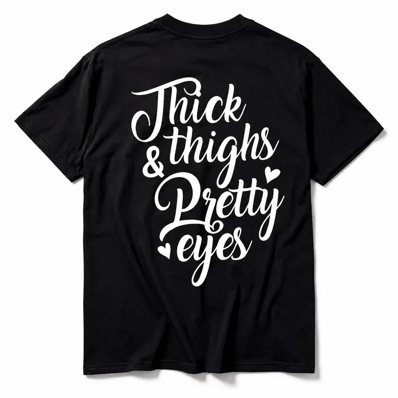 Women's Casual Round Neck Short Sleeve Loose Sports Top - Thick Thighs & Pretty Eyes Art Print Garment, All Seasons Unisex Sportswear, Ideal Gift