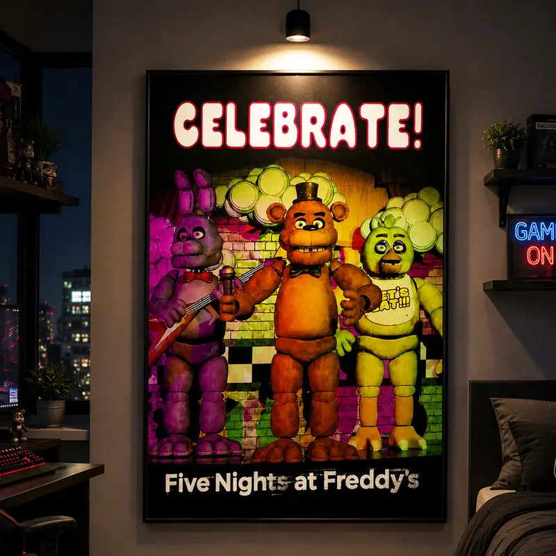 Five Nights at Freddy's Canvas Poster Set, FNAF Gaming Wall Art, Horror Game Room Decor, Video Game Poster, Bedroom Dorm Gaming Room Decor, Gamer Wall Decor, Anime Style Wall Art, Gaming Fan Gift, Kids Boys Room Decor, Modern Gaming Print