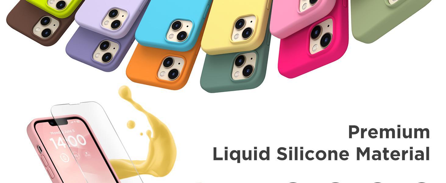 Compatible with iPhone 14 Case, Liquid Silicone Case [with 2X Screen Protectors], Full Body Shockproof Protective Cover Slim Thin Phone Case for iPhone 14 6.1 inch, Stone