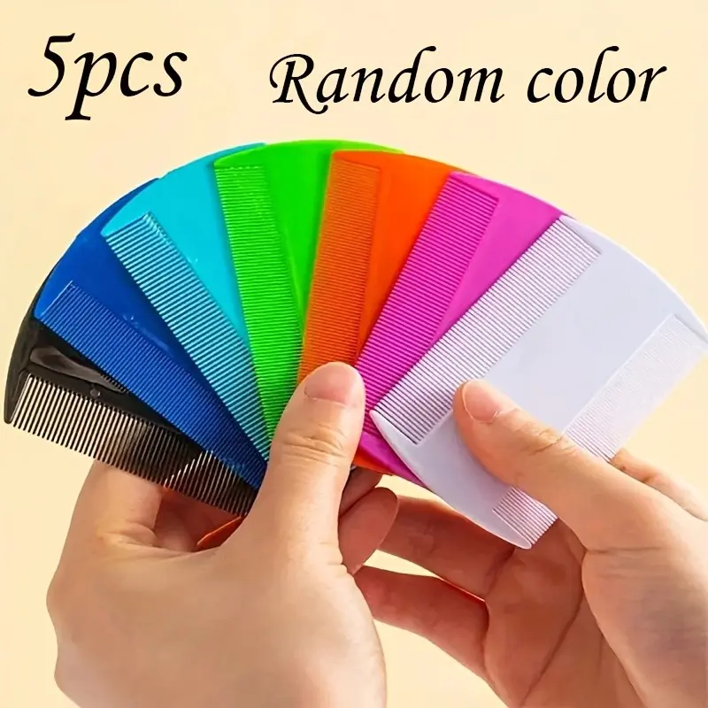 5pcs Fine Tooth Comb Set, Dual-Sided Plastic Beauty Brush, Personal Care Products, Dense Teeth Comb, Flea Comb, Plastic Combs, Random Colors