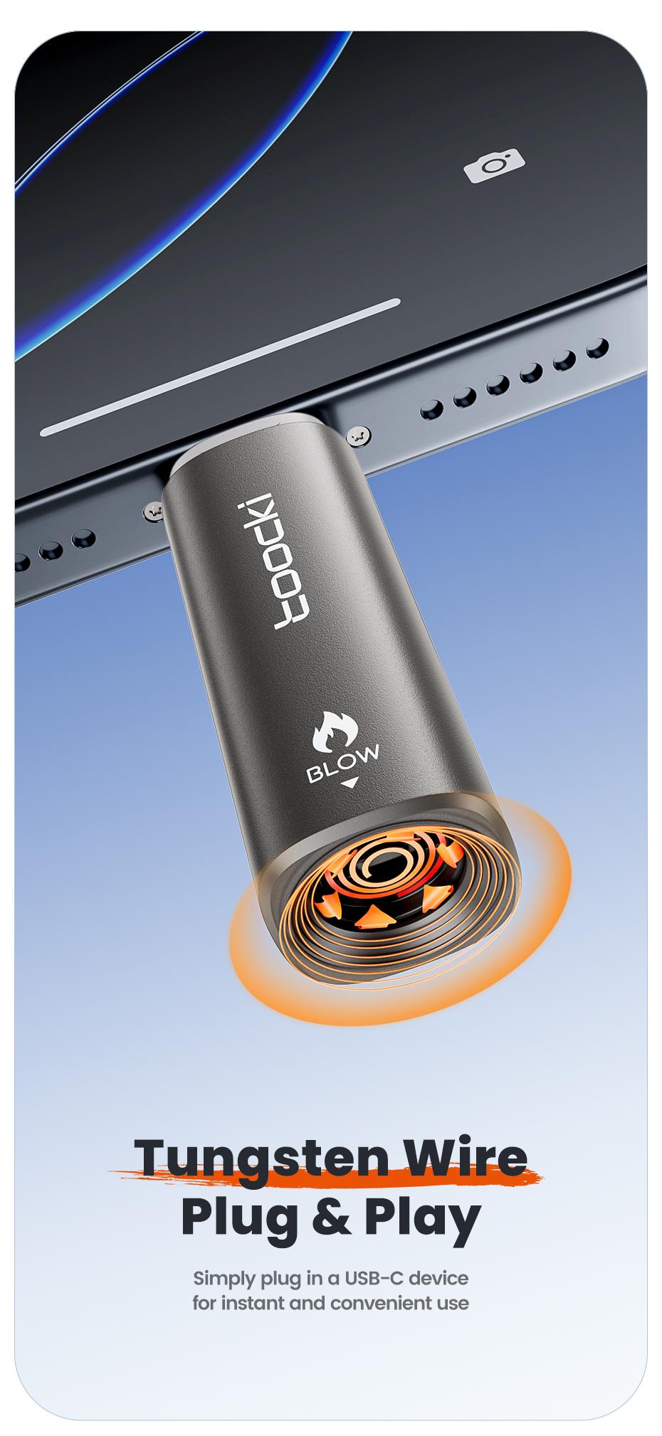 Toocki TG13/14 Type-C Mini Electric Lighter Plug&Play Blow to Light Mobile Cigarette Lighter Flameless Windproof Fast Ignition