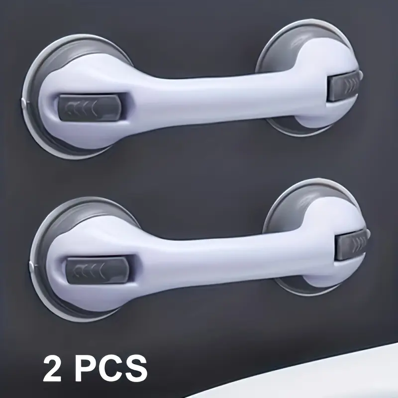 No Drill Suction Shower Grab Bars 2 Pack, Adjustable Non-Slip Safety Handrail, Quick Installation Bathroom Support Bar, Fall Protection Aid for Seniors in Shower and Toilet Area