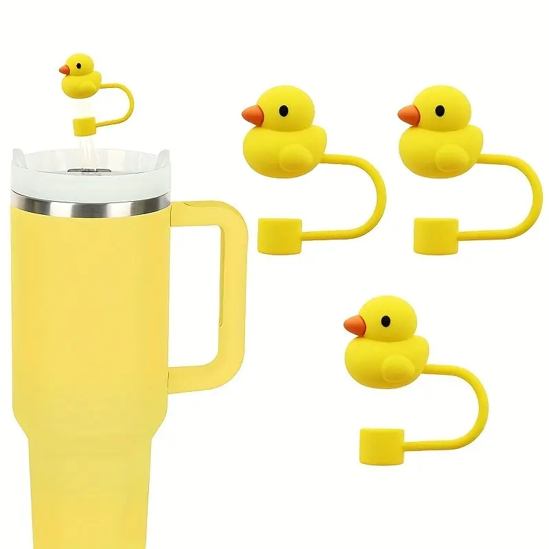 3/6/9pcs Cartoon Animal Silicone Straw Covers • Duck Straw Toppers • Reusable Sealed Dust-Proof Straw Caps • Splash-Proof Straw Covers • Cute Straw Accessories • Home Decor • Party Supplies