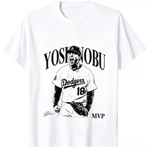 ⚾🔥[100% Cotton][Viral TikTok Shirt]Yoshinobu Dodgers Baseball MVP Graphic T-Shirt Y2K Cotton Streetwear Tee Unisex Men Women Casual Short Sleeve Game Day Outfit Top Fan Gift⚾