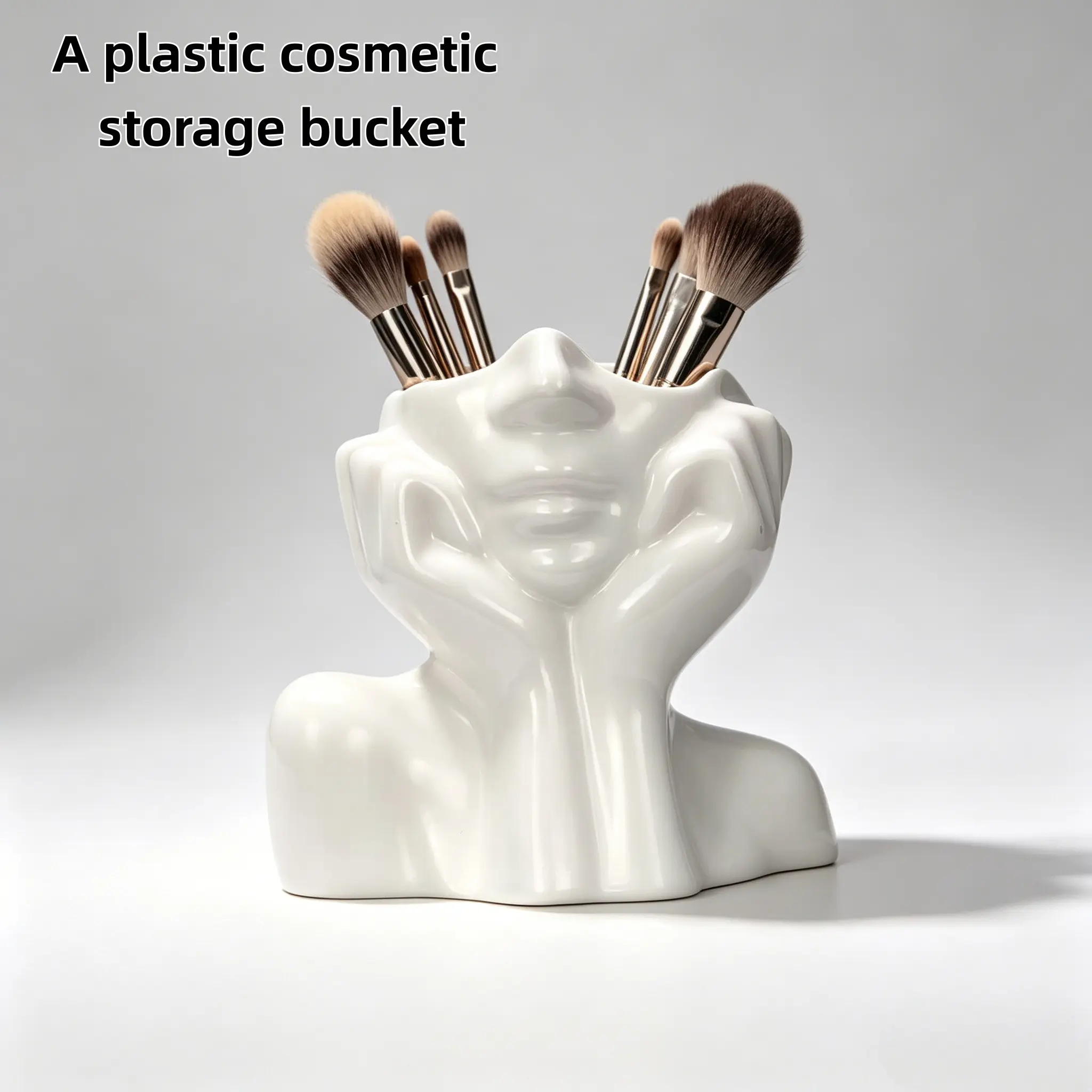 1 unique creative body art styling makeup brush holder and pen storage box, suitable for storage and storage of makeup brushes, cosmetics, dressers, desks, pens, etc., handmade desktop or bathroom cosmetics storage box