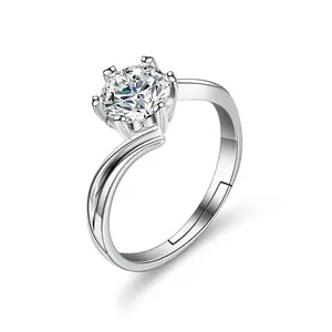 Genuine 1 ct Moissanite Ring, 6-Claw Twisted Shoulder Design, Fashionable New Artificial Gemstone Jewelry Accessory