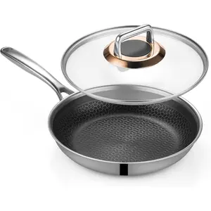 Hybrid Nonstick 10-Inch Frying Pan with Lid,Non Stick Frying Pan, PFOA PTFE Free,Stay-Cool Handle, Dishwasher-Friendly, Oven-Safe Up to 600?F, Induction , Compatible with  Cooktops