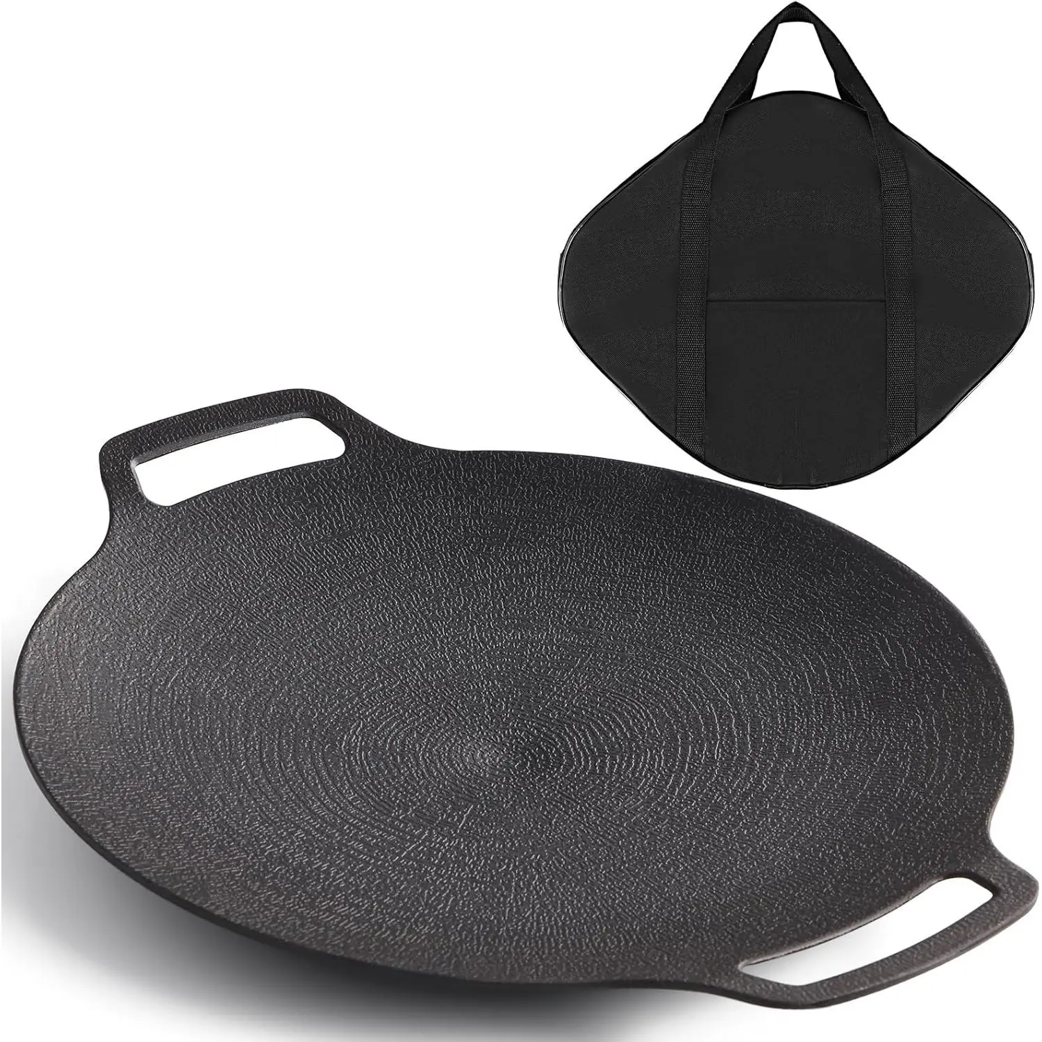 Korean Grill Pan with Nonstick 6-Layer Coating, 13" Round BBQ Griddle with Bag, Compatible for Induction, Gas Stove, Electric Cooktop, Indoor or Outdoor Grilling