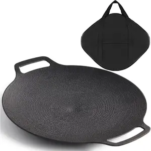 Korean Grill Pan with Nonstick 6-Layer Coating, 13" Round BBQ Griddle with Bag, Compatible for Induction, Gas Stove, Electric Cooktop, Indoor or Outdoor Grilling