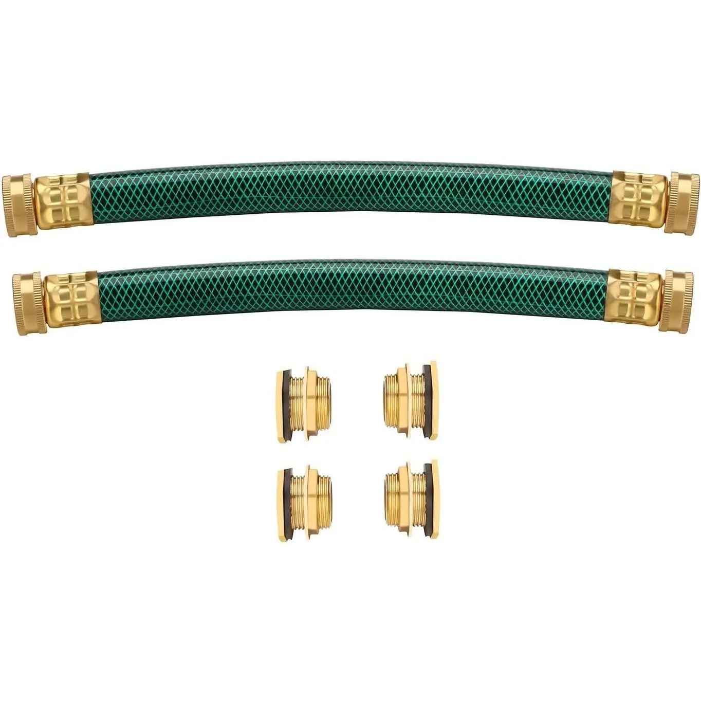 2 Set Rain Barrel Connector Kit, Water Rain Barrel Linking Kit - 2 x 12inch Hose and 4 x Bulkhead Tank Fittings
