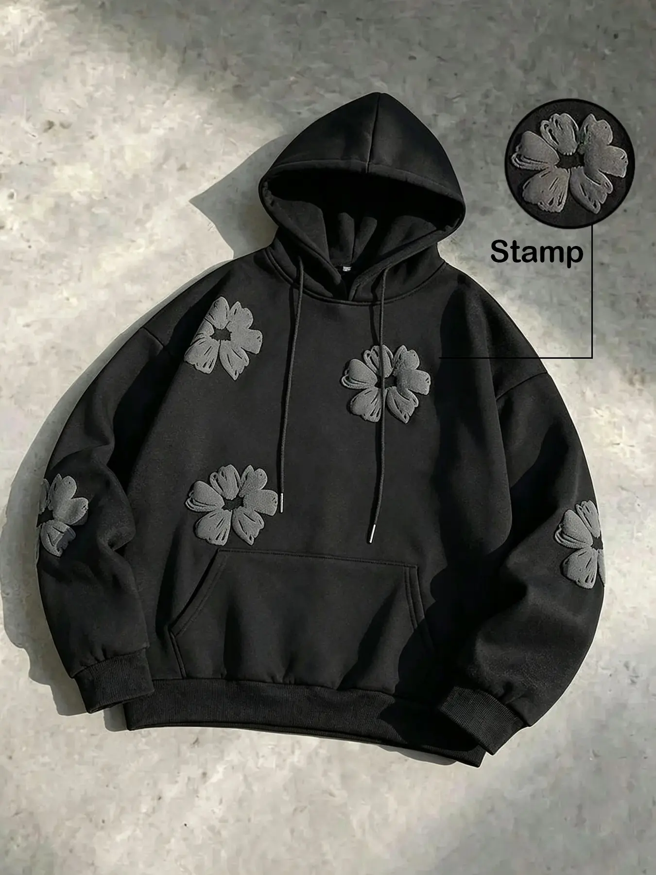 Men's Loose Pullover Hoodie, Floral Print, Casual Streetwear, All Seasons, Daily Wear, Vacation, Back-To-School