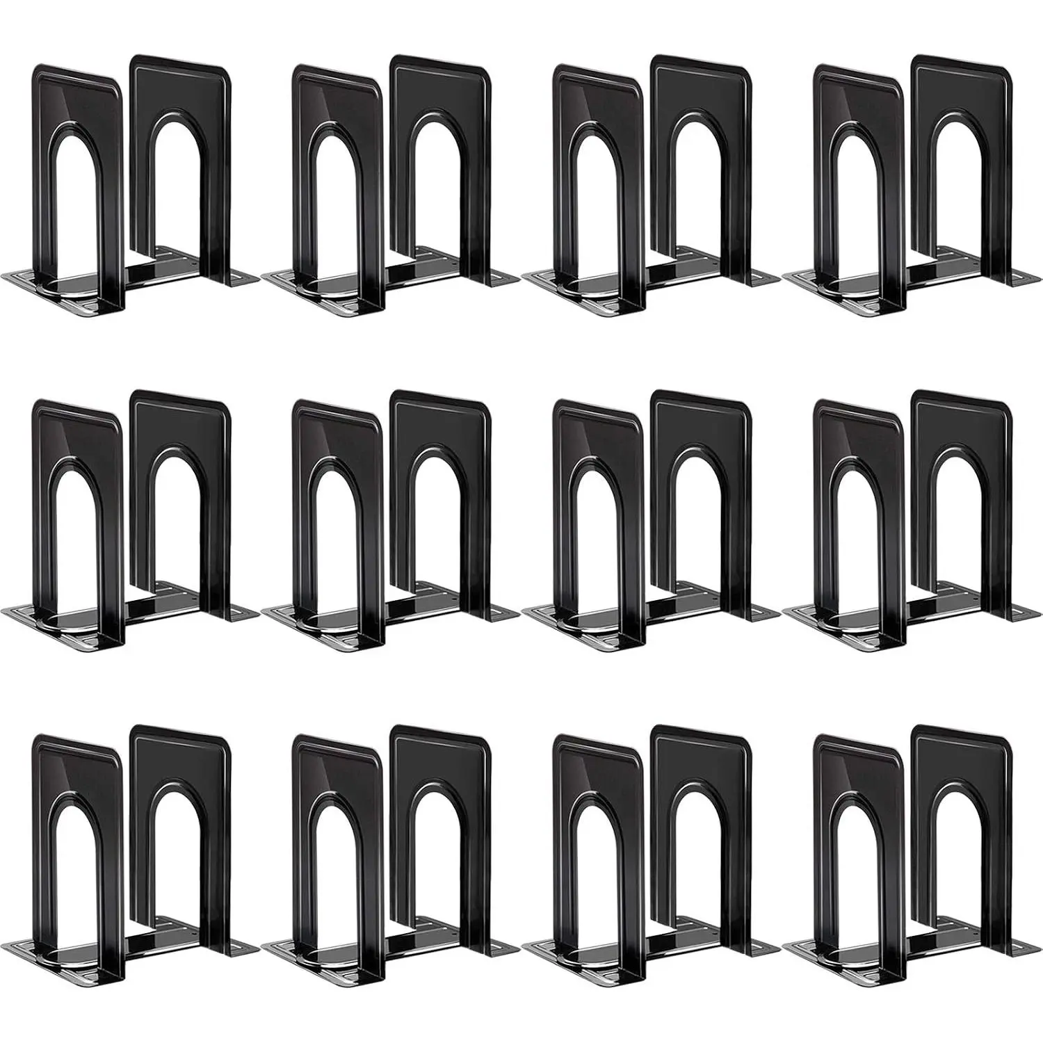 Book Ends, Bookends for Shelves, 24pcs Metal Bookends, Book Ends for Heavy Books Holders for Office Home Library Book Ends Supports, Book Ends to Hold Books Heavy Duty
