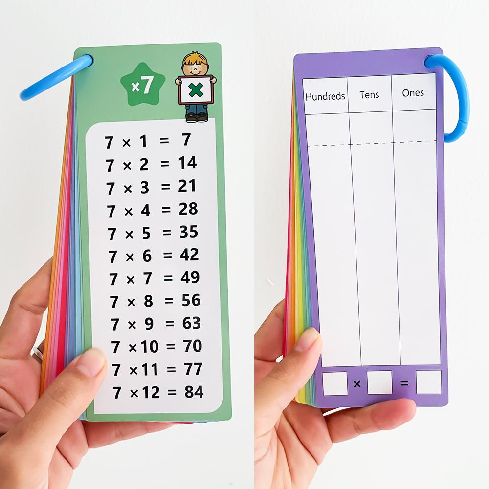 15 cards multiplication table, mathematical number card , educational learning, mathematics, children's flash card, elementary school, reusable at home school supplies