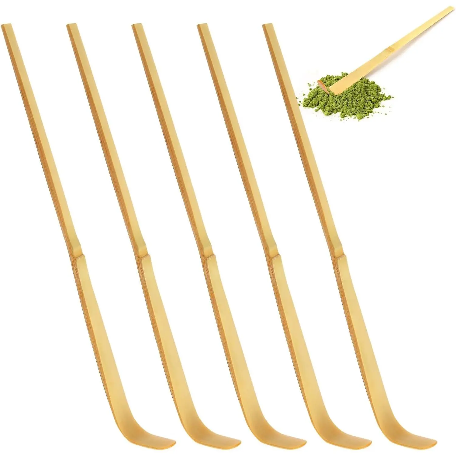 5 pcs Bamboo Matcha Scoop for Measuring - Traditional Japanese Chashaku Tea Spoon for Matcha Powder, Coffee & Espresso, 18cm Ceremonial Tea Measuring Utensil Green Tea Spoon