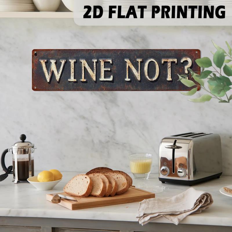 1PC 2D Plane, Retro "Wine Isn't It?"Metal Sign - Kitchen, Bar, Winery and Home Country Wall Decor, 9.91x 39.88cm , Metal Wall Art Decoration