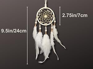 Small Dream Catcher for Car Handmade Boho Hanging Decor for Car Interior Rear View Mirror Feathers Dream Catchers Charms Ornament