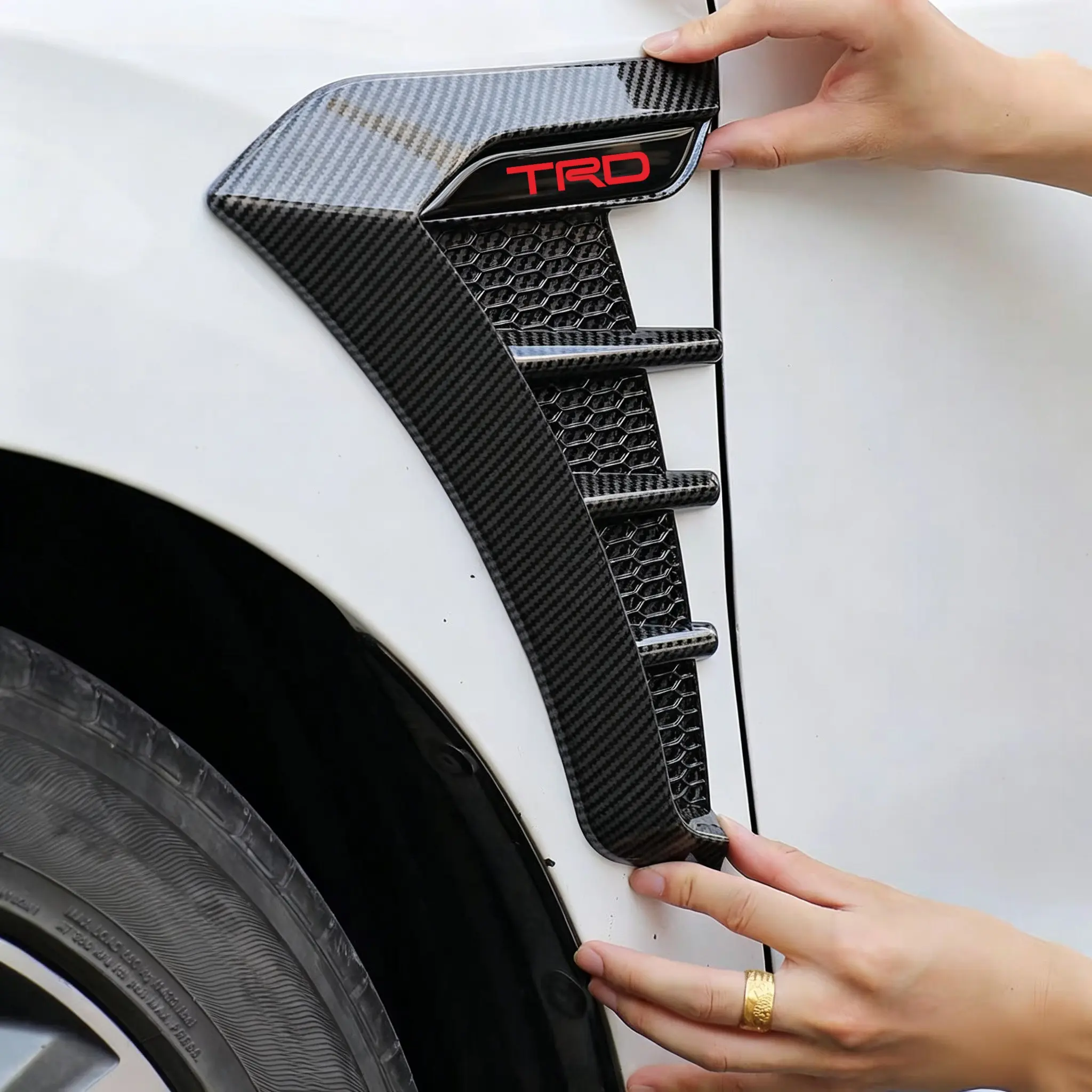 2pcs Carbon Fibre Car Side Wing Fender Decals, Body Exterior Accessory, Car Accessories for Toyota Trd Pro, Corolla, Yaris, Chr, Auris, Rav4, Prius, Prado, Sticker for cars