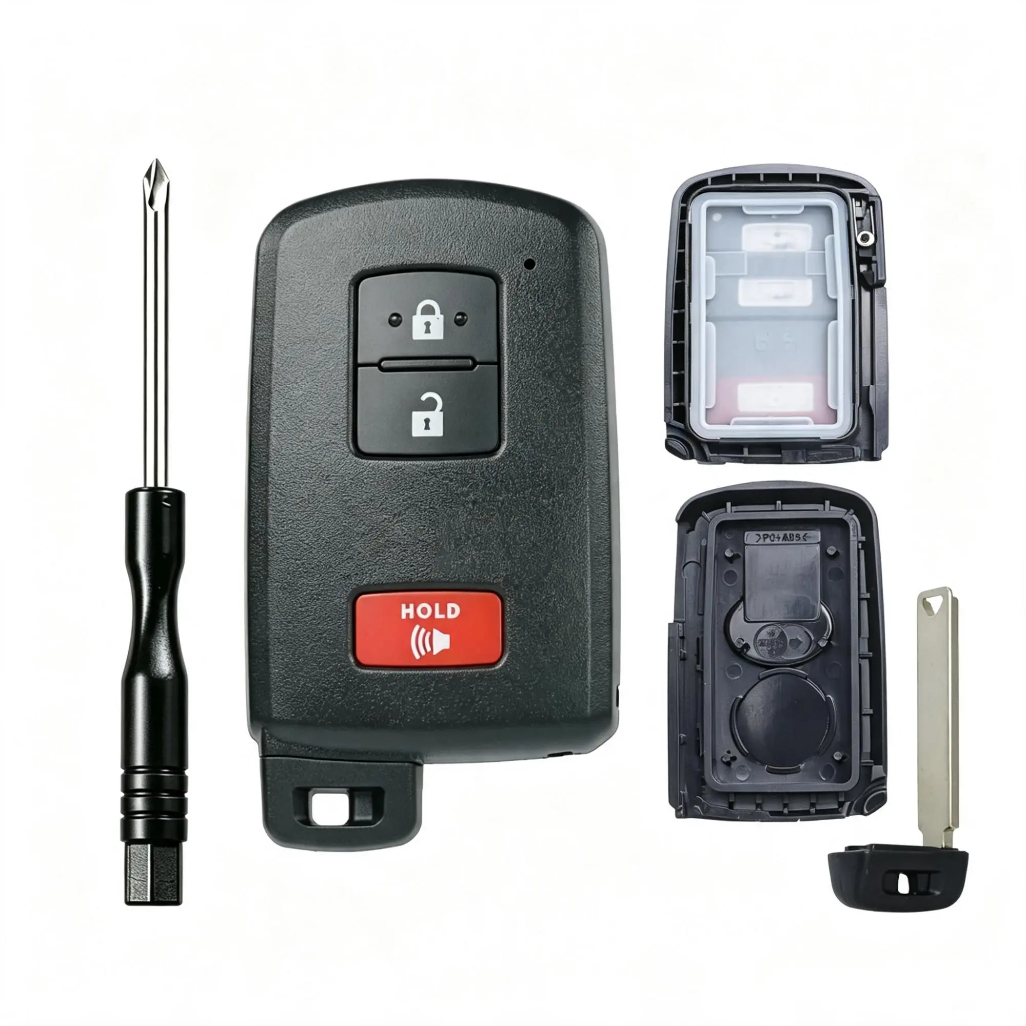 WOAOW Smart Key Fob Shell Case Replacement Fits for Toyota Tacoma Tundra RAV4 Prius 4Runner Highlander Land Cruiser Sequoia 2012-2023 Keyless Entry Remote Control 3 Button Pad Cover