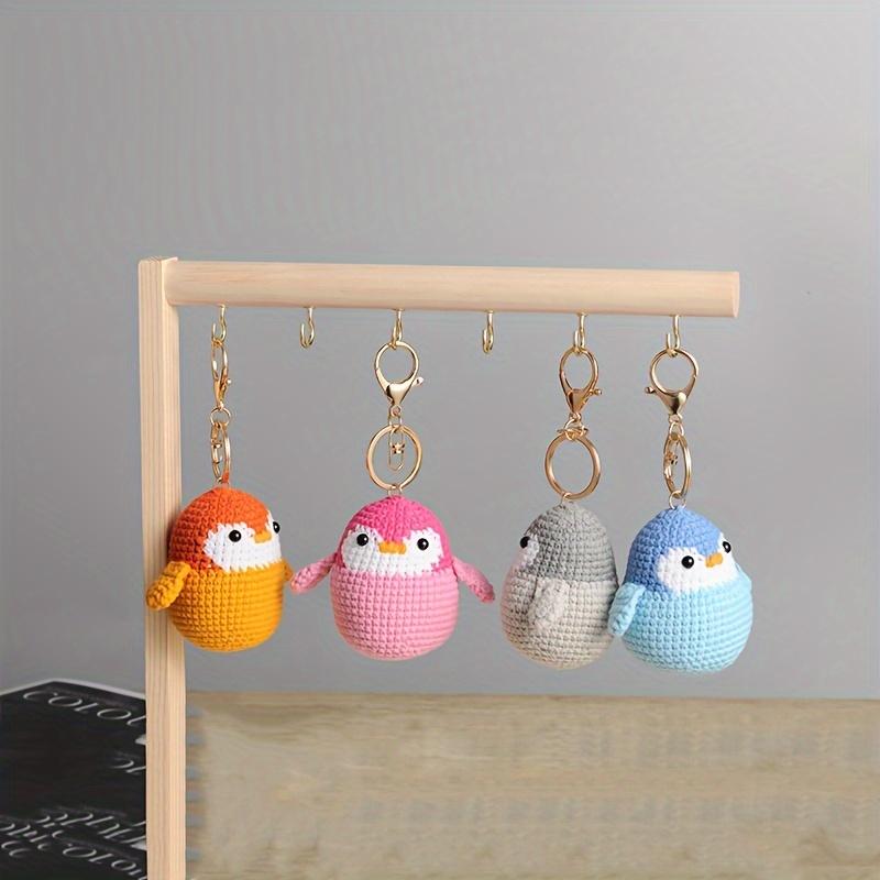 bag keychain 4 Pack Cute Penguin Keychain Charms - Hand- Fabric Penguin Decorations with Hanging Loops, Pink/Orange/Gray/Blue Penguins for Christmas, Thanksgiving Gifts, Home, Bags, Party Decor - No Electricity Needed, Penguin Gifts, Holida