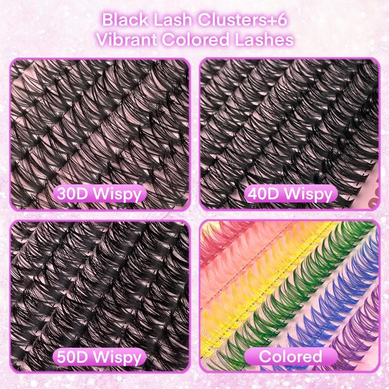 False Eyelashes Tool Set, 1 Box Natural Look Eyelash Extensions, Self Grafting Curl Eyelashes, Eye Makeup Enhancement False Eyelashes for Women & Girls, DIY Eyelash Extensions