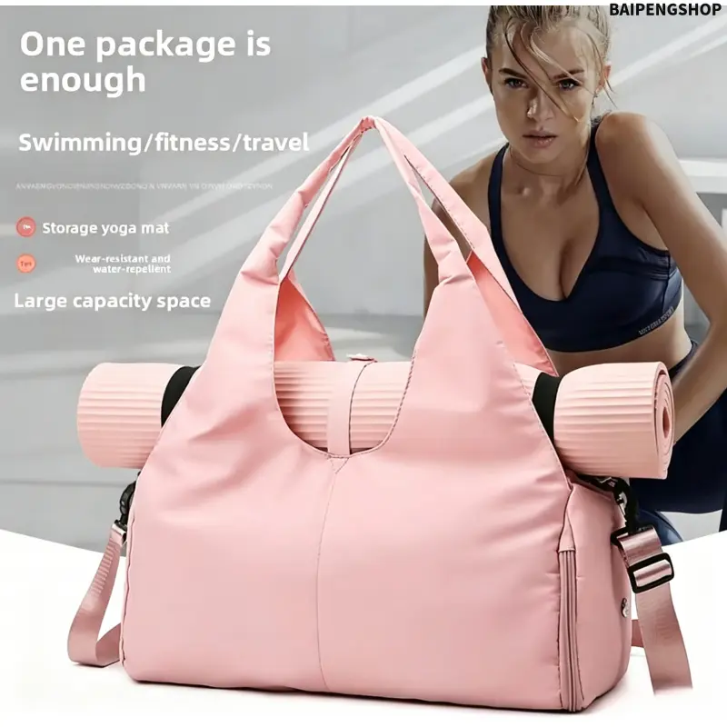 Women's Large Capacity Sports Gym Duffel Bag, Durable Handheld Travel Storage Bag, Lightweight Practical Carry Bag for Fitness Workout & Daily Use
