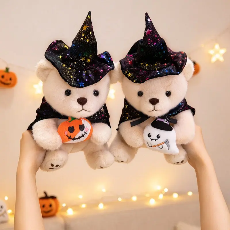Halloween Bear Plush Doll, Magic Hat Bear Figurine, Halloween Home Decor Ornament, Perfect Gift for Friends, Festive Holiday Present