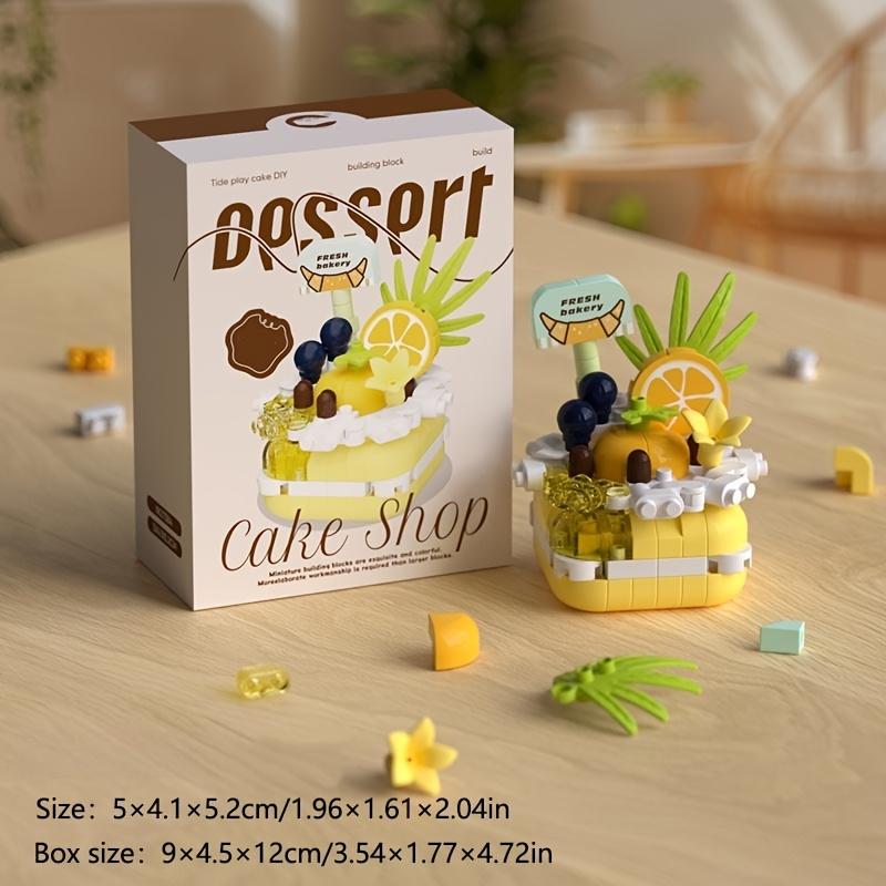Birthday cake, strawberry cake, birthday gift decorations 184pcs + afternoon tea mini cake, tiny particle building blocks for DIY desserts, perfect small gift, beautiful DIY building block decorations