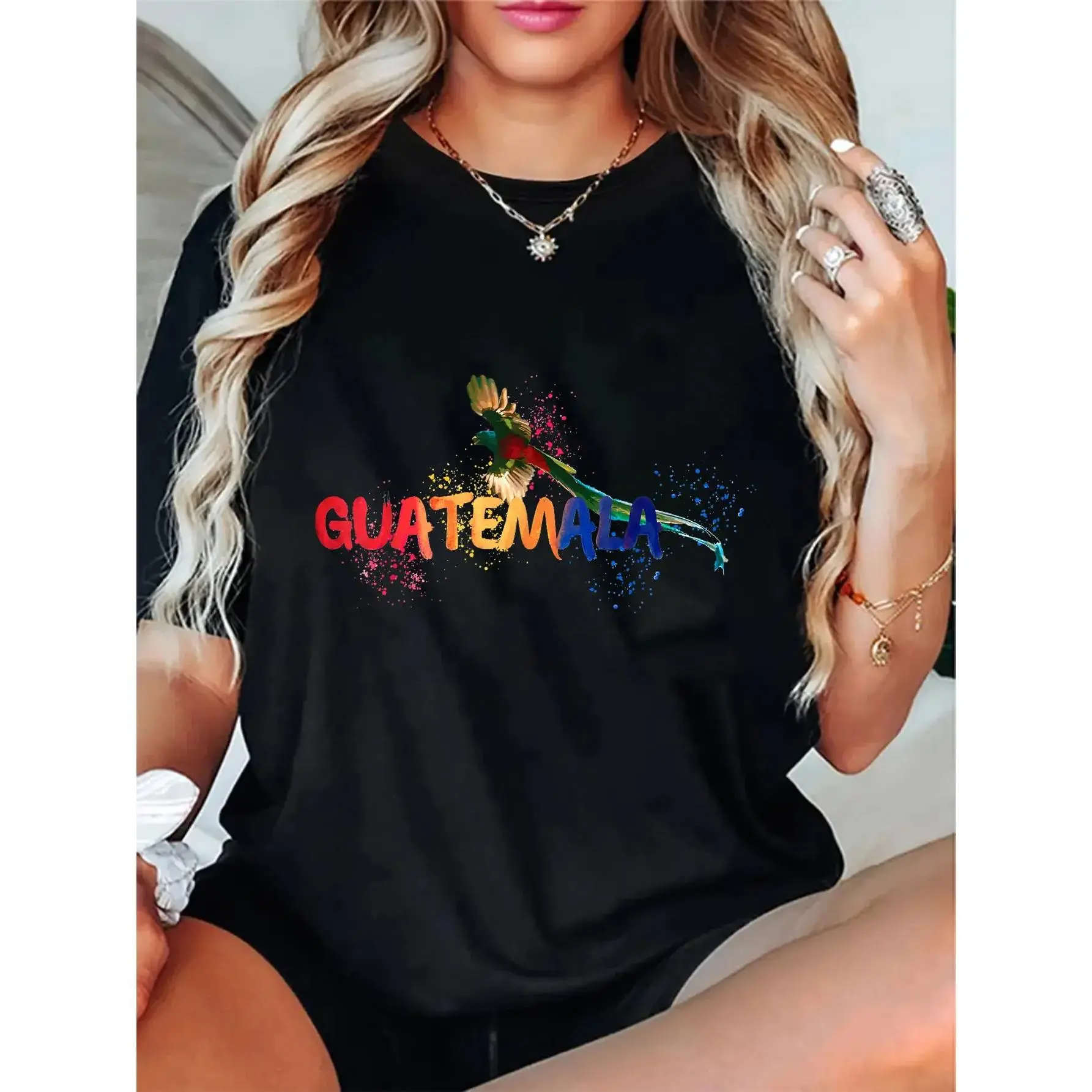Unisex Short-Sleeve Round Neck Guatemala Quetzal Tropical Graphic-Print T-Shirt, Casual Wear Sports Top