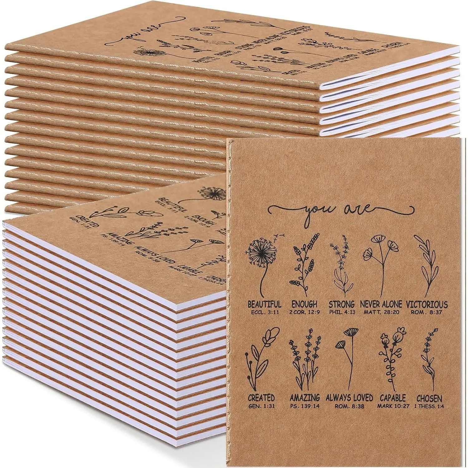 30 count Christian Gifts Bulk Mini Christian Notebook Wildflower  Verse Notepad Inspirational Prayer Journal Bulk Religious Gifts for Church Member Men Women Teacher Nurse