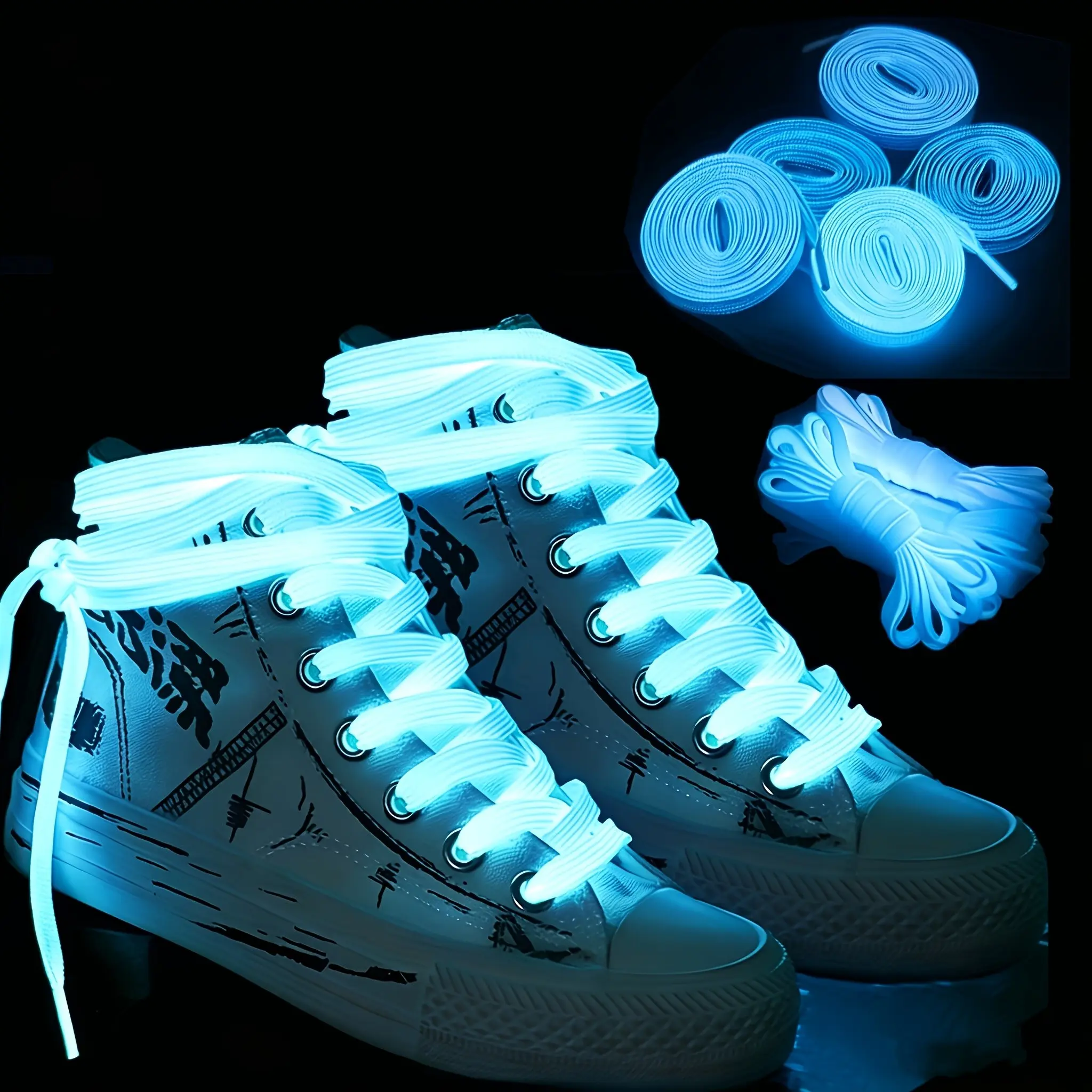 6pcs Random Color Glow-In-The-Dark Laces, Unisex Sports Shoe Laces, Reflective Fashion Laces for Daily Wear, Parties, Holidays
