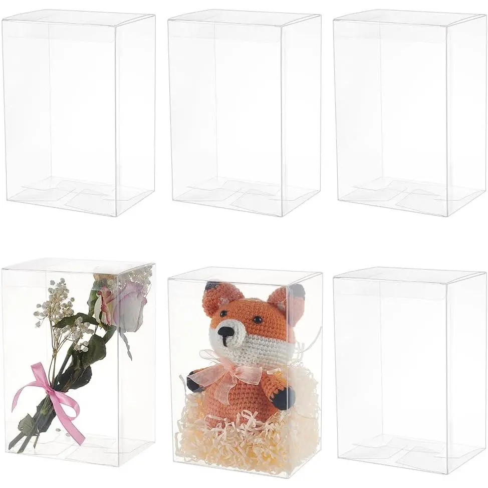 8 Pack Clear PVC Plastic Box, Transparent  Boxes 7x4.8x3.6 Inch, Party Favor Boxes with Protective Film for Wedding  Wrapping, Birthday, Candy,
