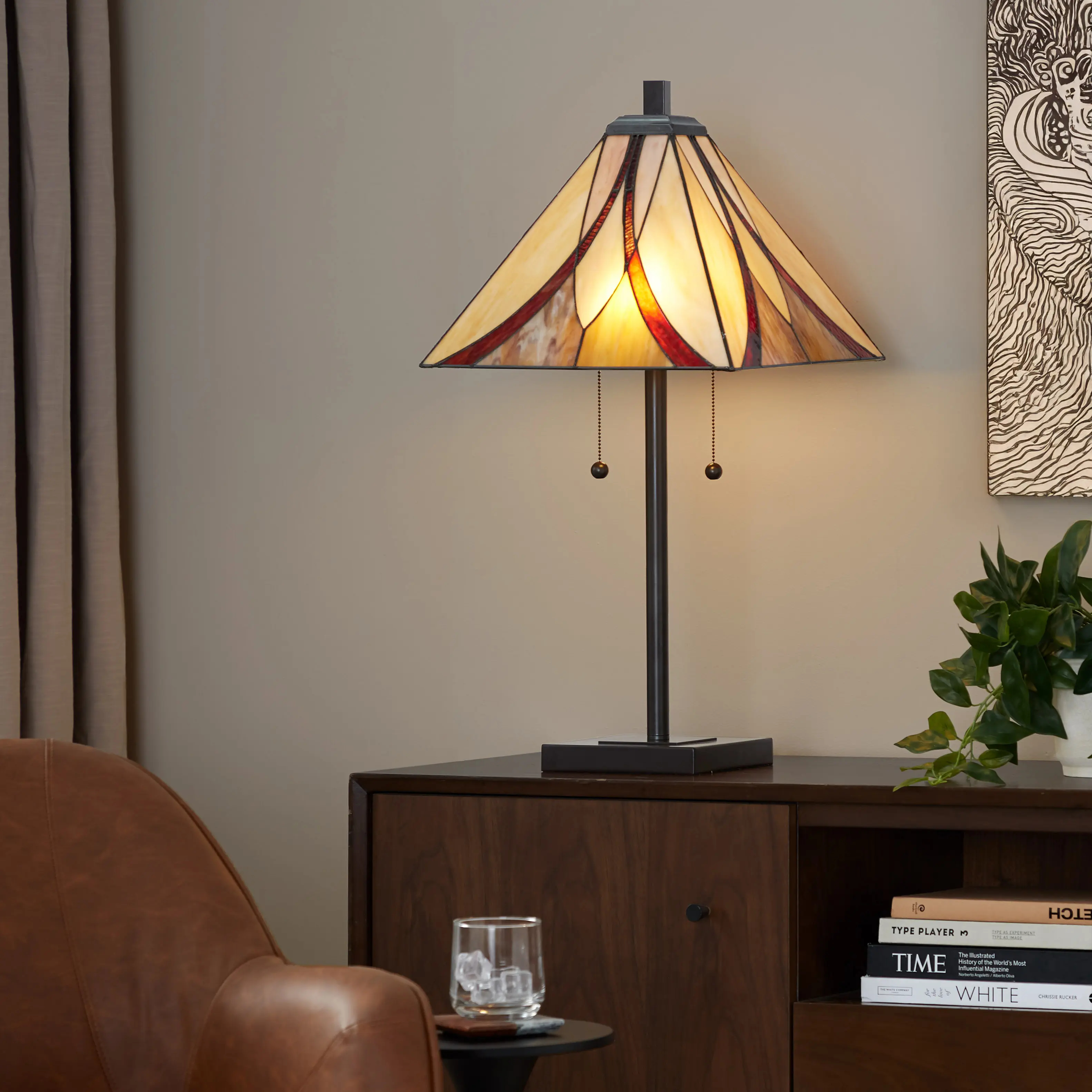 Nokaa 30 Inch Table Lamp Oil Rubbed Bronze Metal Base with Brown and Cream Glass Shade for Living Room Bedroom End Table Nightstand Decor Modern Contemporary Accent Lighting
