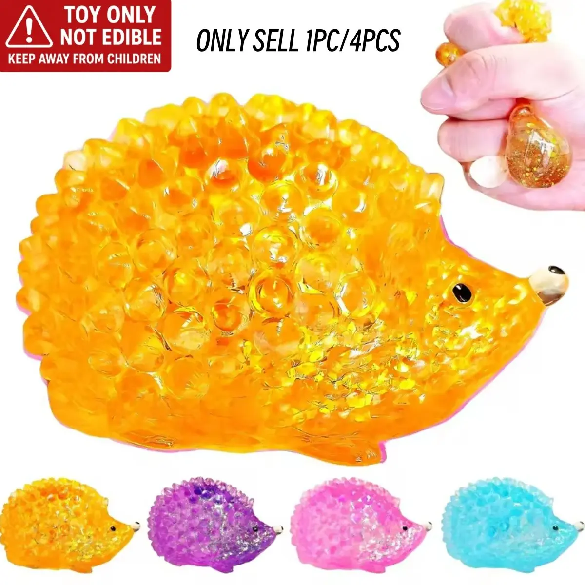 Glitter Hedgehog Squishy Stress Ball, Featuring an Adorable Pointed-snout Design. Suitable for Autism to Relieve Anxiety and Stress. A Soft Stress-relief Toy, Perfect as a Party Favor, Birthday Gift, or Gift Bag Filler. Random Color